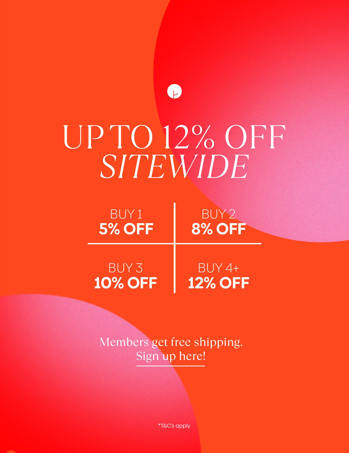 Up to 12% off sitewide mobile banner