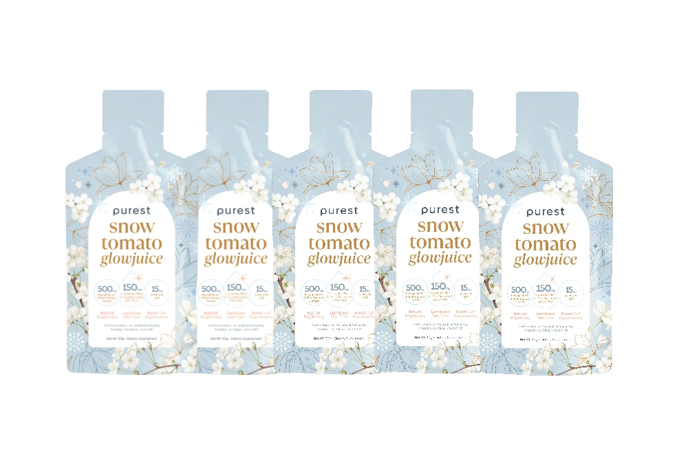 5 sachets of Snow Tomato Glowjuice